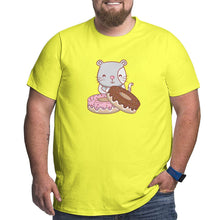Load image into Gallery viewer, Cartoon Cat And Donuts Big Size Men's T-shirt