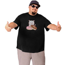 Load image into Gallery viewer, Cartoon Cat And Donuts Big Size Men's T-shirt