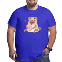 Load image into Gallery viewer, Cute Pug Dog Eating Donut Big Size Men's T-shirt