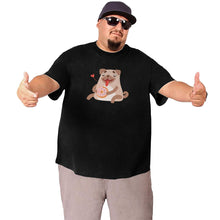 Load image into Gallery viewer, Cute Pug Dog Eating Donut Big Size Men's T-shirt