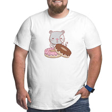 Load image into Gallery viewer, Cartoon Cat And Donuts Big Size Men's T-shirt