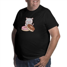 Load image into Gallery viewer, Cartoon Cat And Donuts Big Size Men's T-shirt
