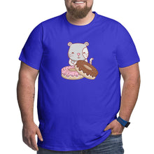 Load image into Gallery viewer, Cartoon Cat And Donuts Big Size Men's T-shirt