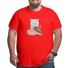 Load image into Gallery viewer, Cartoon Cat And Donuts Big Size Men's T-shirt