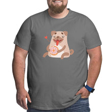 Load image into Gallery viewer, Cute Pug Dog Eating Donut Big Size Men's T-shirt