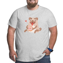 Load image into Gallery viewer, Cute Pug Dog Eating Donut Big Size Men's T-shirt
