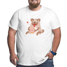 Load image into Gallery viewer, Cute Pug Dog Eating Donut Big Size Men's T-shirt