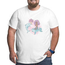 Load image into Gallery viewer, Cartoon Dolphin Courtship Mermaid Big Size Men's T-shirt