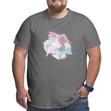 Load image into Gallery viewer, Cartoon Dolphin Courtship Mermaid Big Size Men's T-shirt