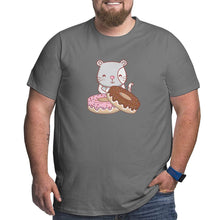 Load image into Gallery viewer, Cartoon Cat And Donuts Big Size Men's T-shirt