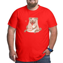 Load image into Gallery viewer, Cute Pug Dog Eating Donut Big Size Men's T-shirt