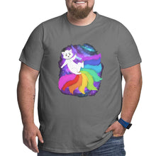 Load image into Gallery viewer, Cartoon Colorful Starry Sky Fox Big Size Men's T-shirt