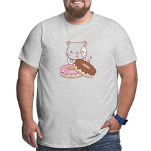 Load image into Gallery viewer, Cartoon Cat And Donuts Big Size Men's T-shirt