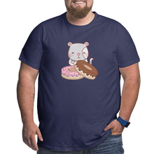 Load image into Gallery viewer, Cartoon Cat And Donuts Big Size Men's T-shirt