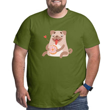 Load image into Gallery viewer, Cute Pug Dog Eating Donut Big Size Men's T-shirt