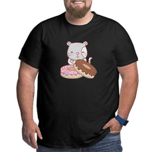 Load image into Gallery viewer, Cartoon Cat And Donuts Big Size Men's T-shirt