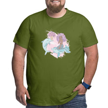 Load image into Gallery viewer, Cartoon Dolphin Courtship Mermaid Big Size Men's T-shirt