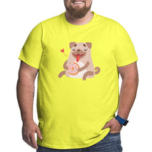 Load image into Gallery viewer, Cute Pug Dog Eating Donut Big Size Men's T-shirt