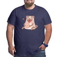 Load image into Gallery viewer, Cute Pug Dog Eating Donut Big Size Men's T-shirt