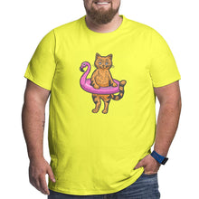 Load image into Gallery viewer, Flamingo Swims Around The Cat Big Size Men's T-shirt