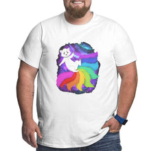 Load image into Gallery viewer, Cartoon Colorful Starry Sky Fox Big Size Men's T-shirt