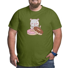 Load image into Gallery viewer, Cartoon Cat And Donuts Big Size Men's T-shirt