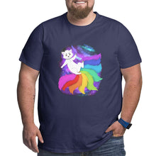 Load image into Gallery viewer, Cartoon Colorful Starry Sky Fox Big Size Men's T-shirt