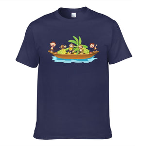 Monkey On Boat Move Banana Men's Short Sleeve T-shirt