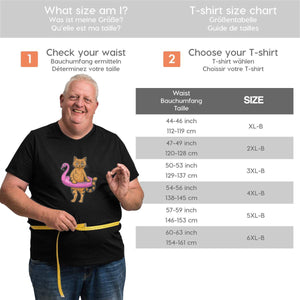 Flamingo Swims Around The Cat Big Size Men's T-shirt