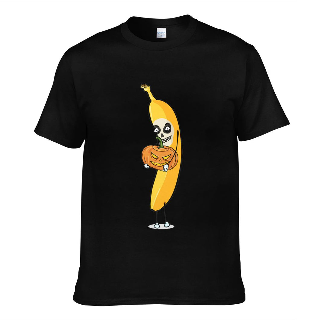 Cartoon Skull Halloween Banana Men's Short Sleeve T-shirt