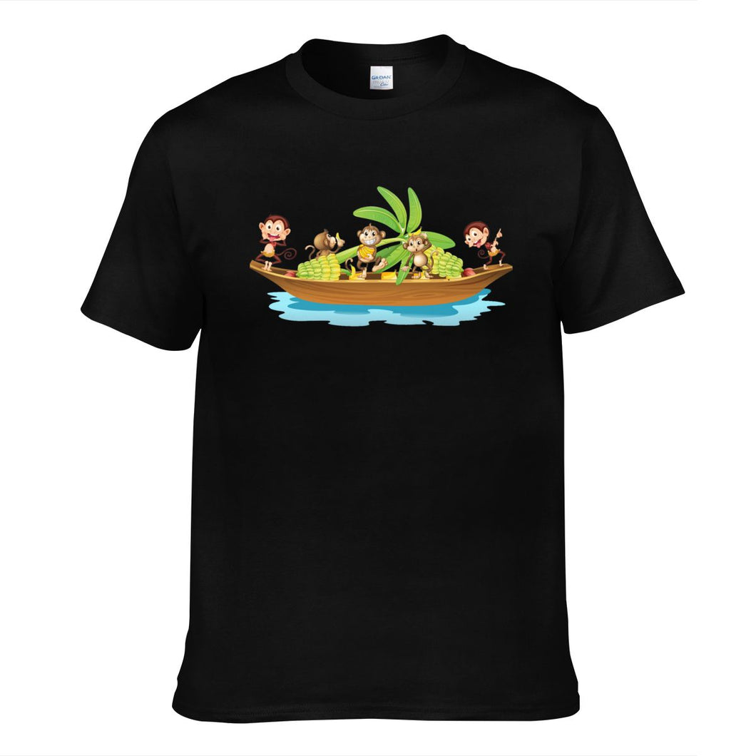 Monkey On Boat Move Banana Men's Short Sleeve T-shirt
