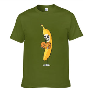 Cartoon Skull Halloween Banana Men's Short Sleeve T-shirt